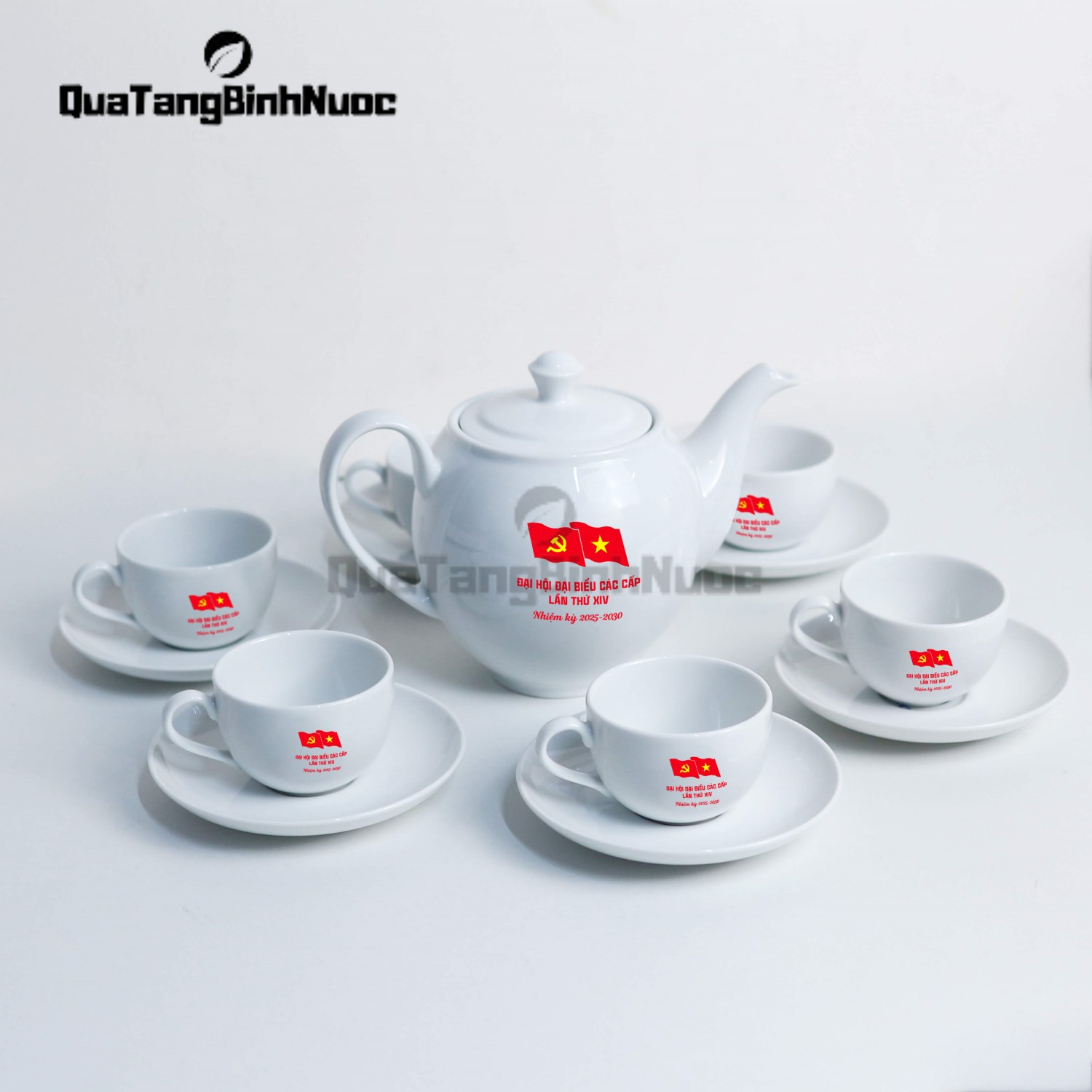 Bộ ấm trà in logo đại hội Đảng làm quà tặng đại biểu